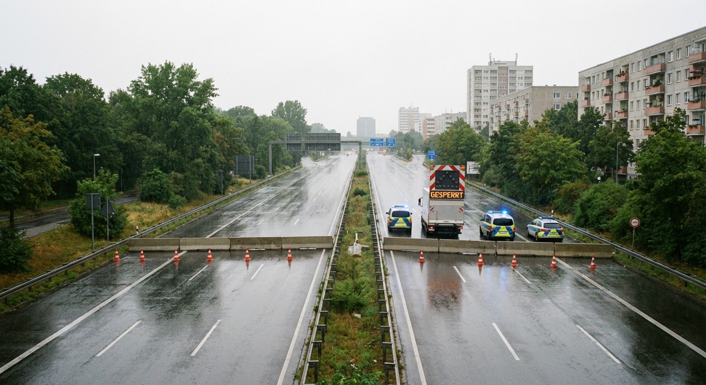 A100 Richtung Wedding gesperrt – Abschnitt zwischen Treptower Park und Sonnenallee