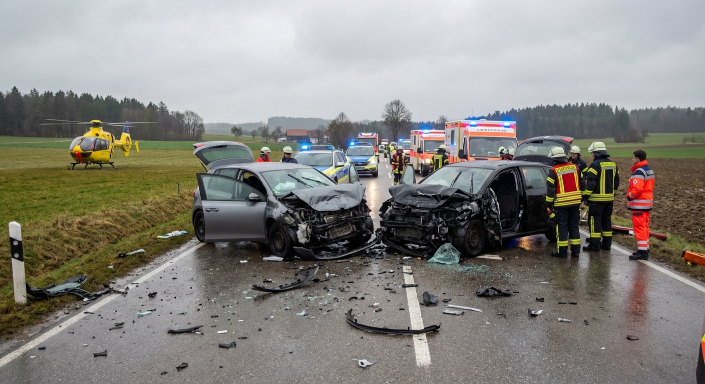 Frontalkollision auf B12 bei Weitnau: Zwei Personen lebensgefährlich verletzt