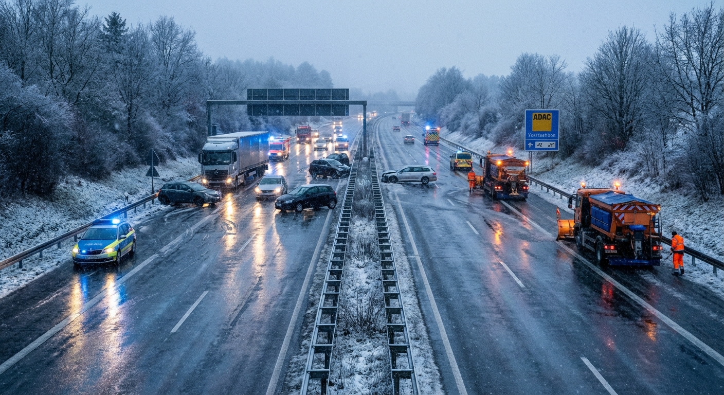 Glättegefahr auf Deutschlands Straßen dauert an - ADAC