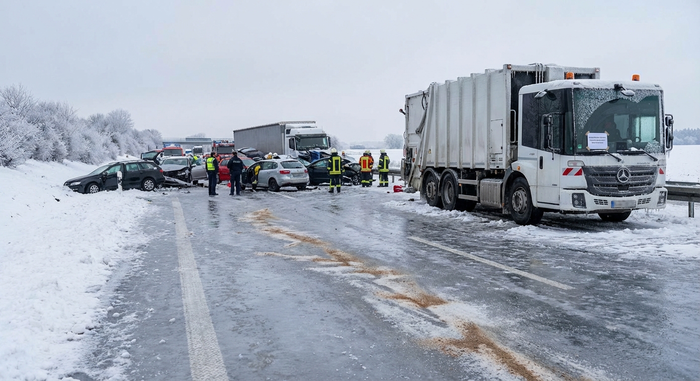 Glatteis auf der A1: Mehrere Unfälle und witterungsbedingte Ausfälle bei der Müllabfuhr