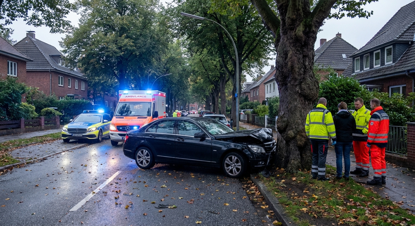 Auto prallt in Hamburg gegen Baum – drei Menschen verletzt