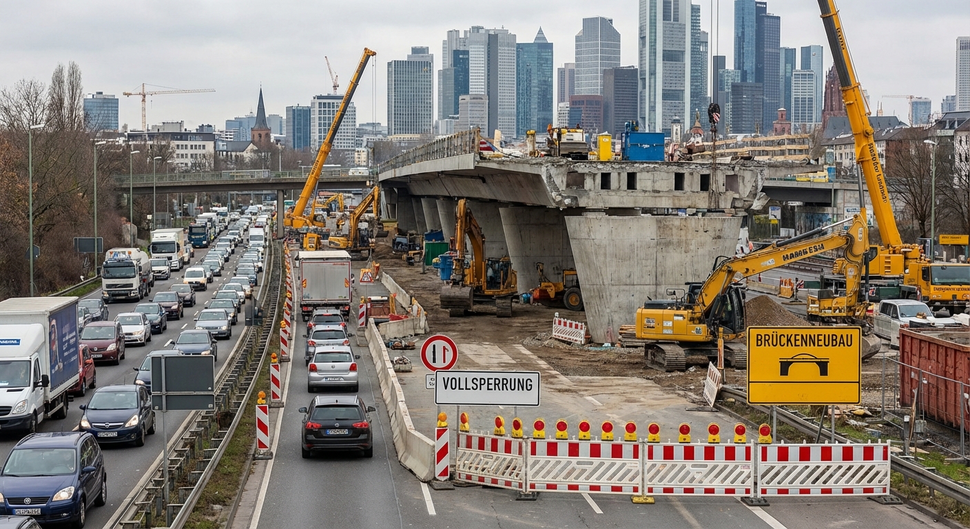 Vollsperrung in Südfankfurt: Mörfelder Landstraße für Brückenneubau bis 2029 gesperrt