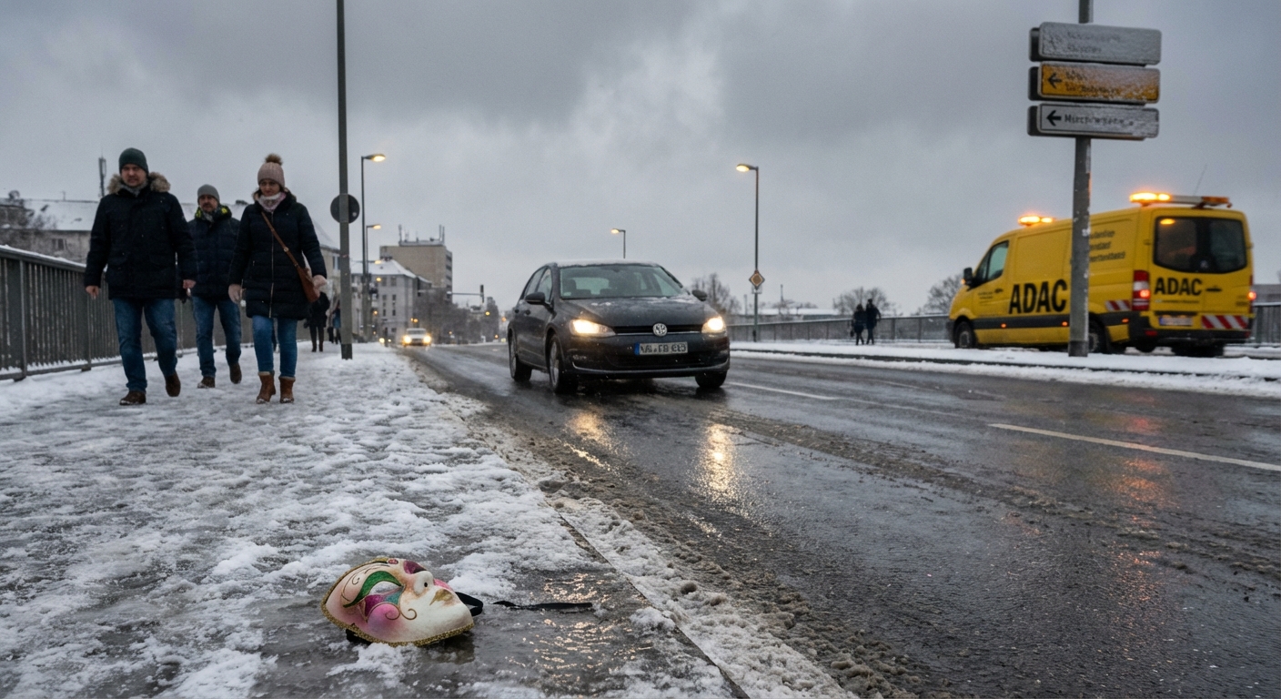 Rosenmontag gefährdet: Schnee- und Glatteisgefahr könnte Karnevalsumzüge beeinträchtigen — ADAC-Tipps