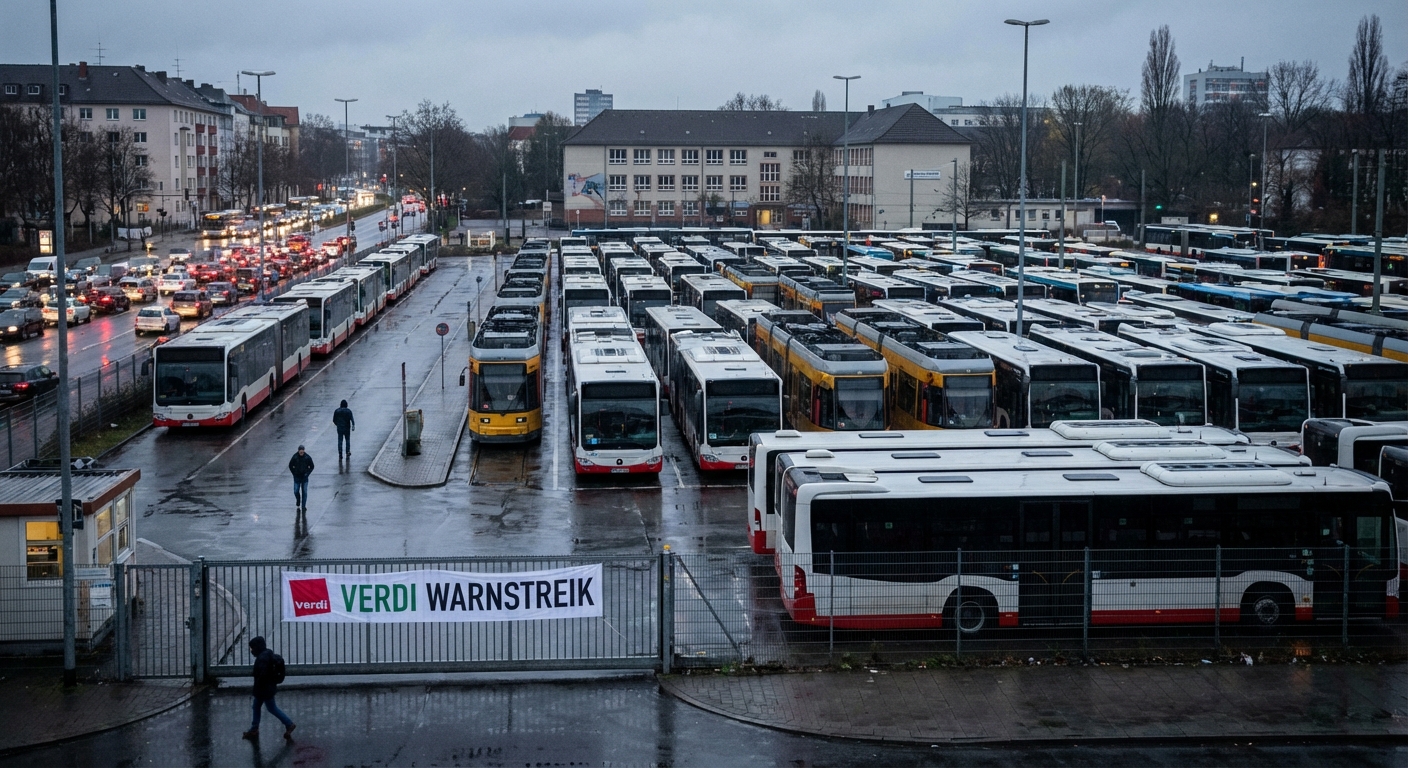 Warnstreik im ÖPNV: Busse und Bahnen bleiben in Depots – Auswirkungen auf Verkehr und Schule