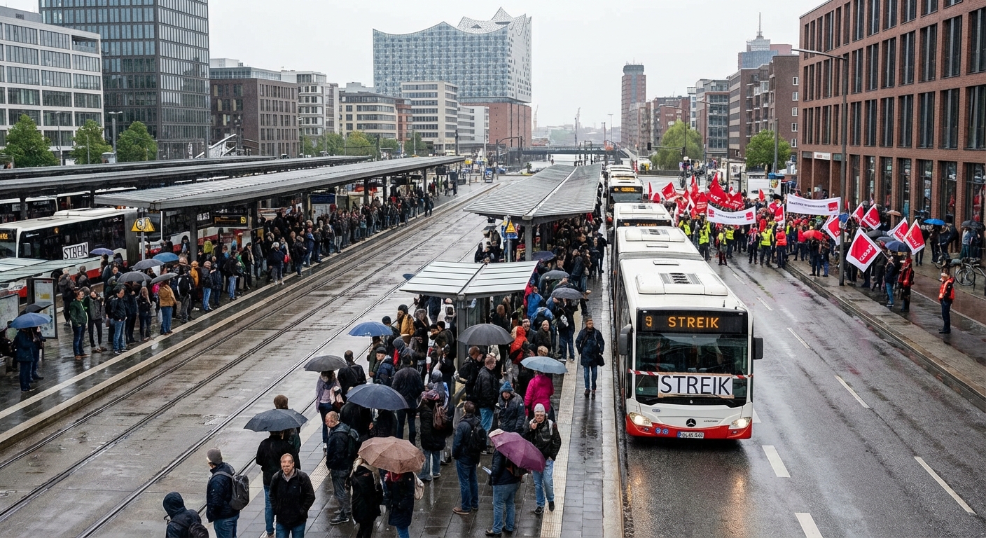 Warnstreiks in Hamburg: Massive Ausfälle im Bus- und U-Bahn-Verkehr